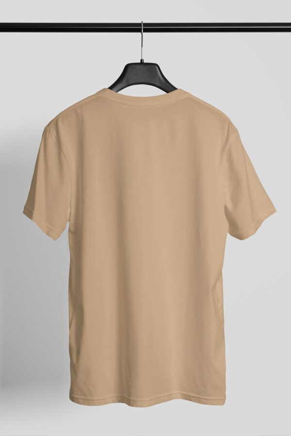 Plain Round Neck Regular Fit Cotton T-Shirt, 180 GSM in Beige