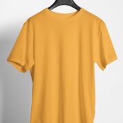 Plain Round Neck Regular Fit Cotton T-Shirt, 180 GSM in Golden Yellow