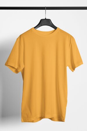 Plain Round Neck Regular Fit Cotton T-Shirt, 180 GSM in Golden Yellow