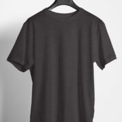 Plain Round Neck Regular Fit Cotton T-Shirt, 180 GSM in Melange Charcoal