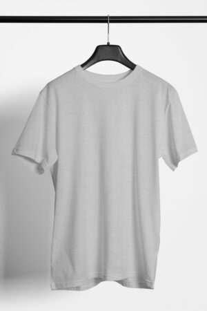 Plain Round Neck Regular Fit Cotton T-Shirt, 180 GSM in Melange Grey