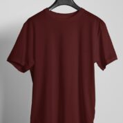 Plain Round Neck Regular Fit Cotton T-Shirt, 180 GSM in Maroon