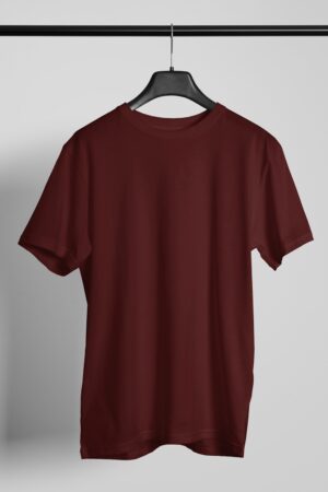 Plain Round Neck Regular Fit Cotton T-Shirt, 180 GSM in Maroon