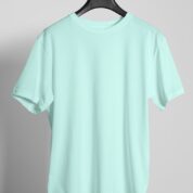 Plain Round Neck Regular Fit Cotton T-Shirt, 180 GSM in Mint Blue