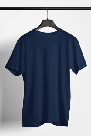 Plain Round Neck Regular Fit Cotton T-Shirt, 180 GSM in Navy Blue