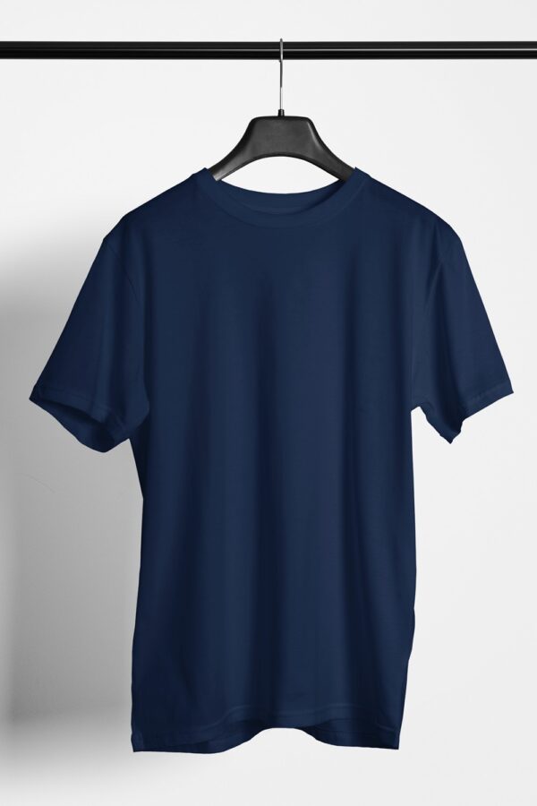 Plain Round Neck Regular Fit Cotton T-Shirt, 180 GSM in Navy Blue