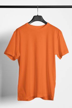 Plain Round Neck Regular Fit Cotton T-Shirt, 180 GSM in Orange