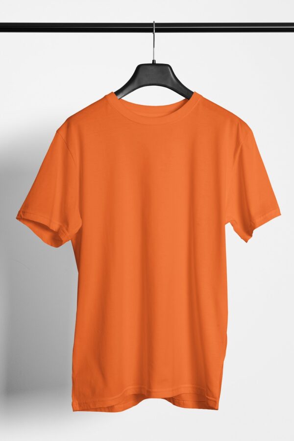 Plain Round Neck Regular Fit Cotton T-Shirt, 180 GSM in Orange
