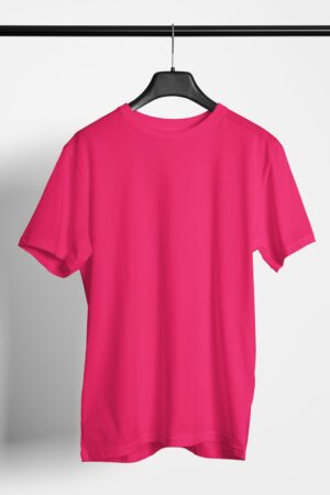 Plain Round Neck Regular Fit Cotton T-Shirt, 180 GSM in Pink