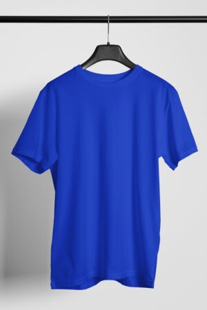 Plain Round Neck Regular Fit Cotton T-Shirt, 180 GSM in Royal Blue