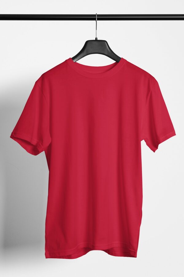 Plain Round Neck Regular Fit Cotton T-Shirt, 180 GSM in Red