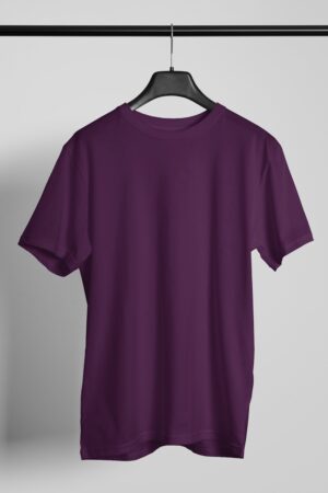Plain Round Neck Regular Fit Cotton T-Shirt, 180 GSM in Wine