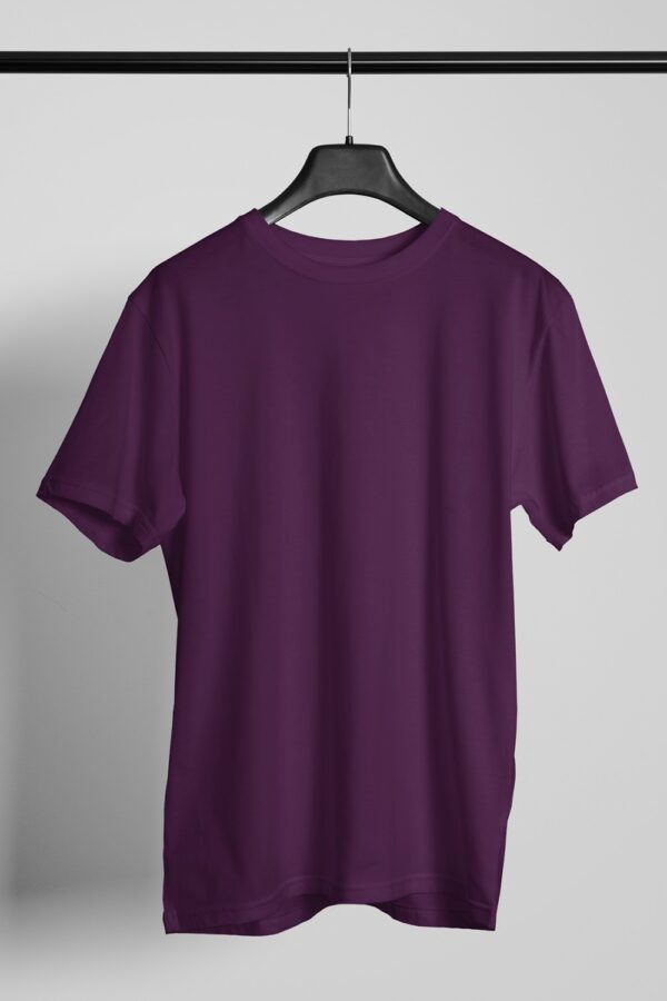 Plain Round Neck Regular Fit Cotton T-Shirt, 180 GSM in Wine