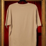 Plain Round Neck Oversized Fit Cotton T-Shirt, 180 GSM in Beige