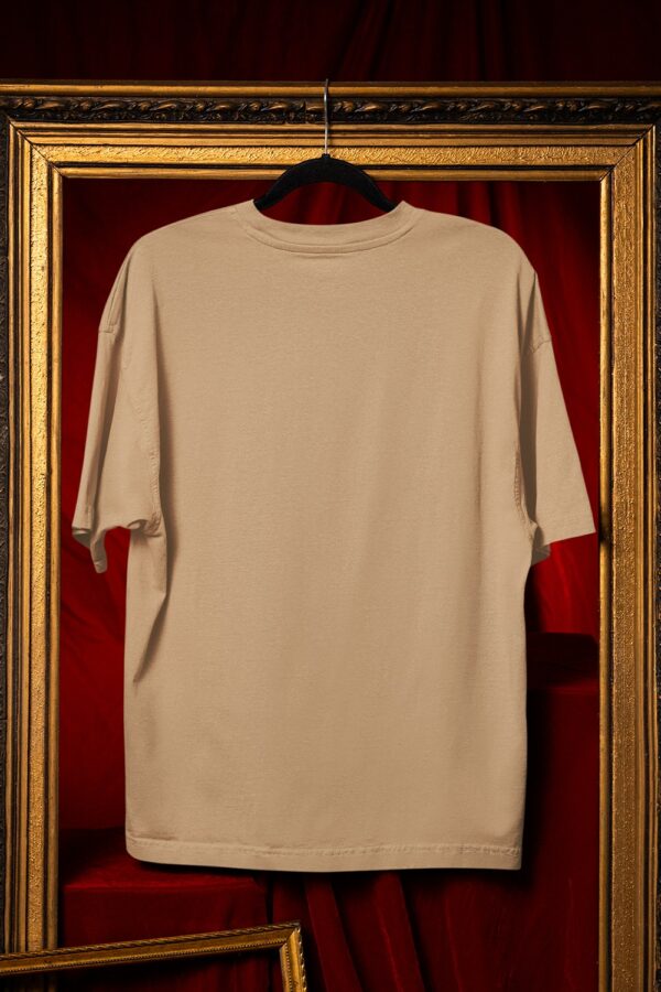 Plain Round Neck Oversized Fit Cotton T-Shirt, 180 GSM in Beige