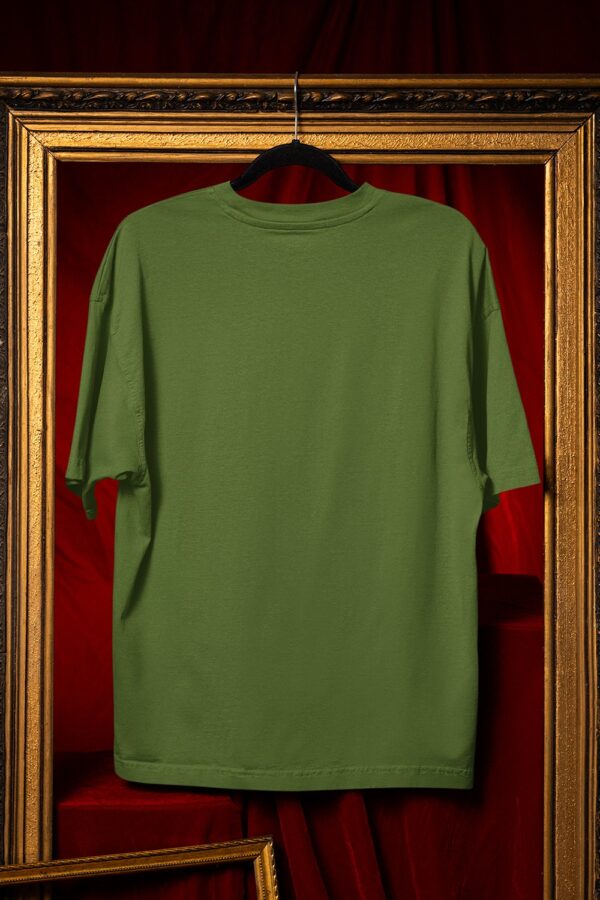 Plain Round Neck Oversized Fit Cotton T-Shirt, 180 GSM in Olive Green