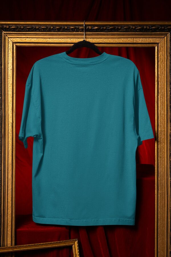 Plain Round Neck Oversized Fit Cotton T-Shirt, 180 GSM in Turquoise Blue