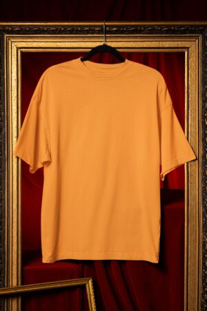 Plain Round Neck Oversized Fit Cotton T-Shirt, 180 GSM in Golden Yellow