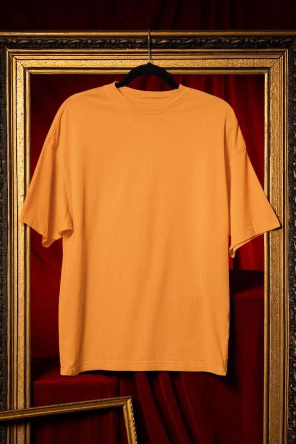 Plain Round Neck Oversized Fit Cotton T-Shirt, 180 GSM in Golden Yellow