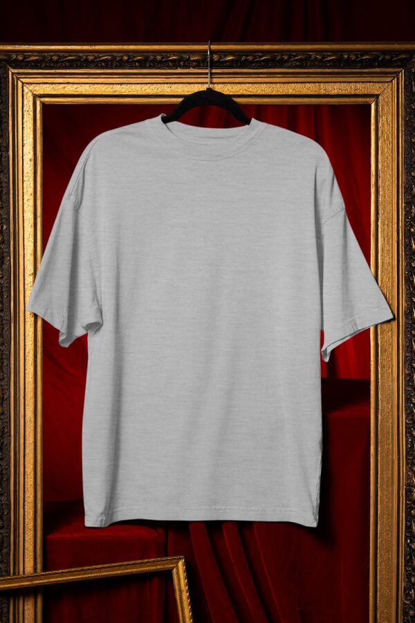 Plain Round Neck Oversized Fit Cotton T-Shirt, 180 GSM in Melange Grey