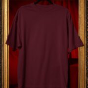 Plain Round Neck Oversized Fit Cotton T-Shirt, 180 GSM in Maroon