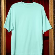 Plain Round Neck Oversized Fit Cotton T-Shirt, 180 GSM in Mint Blue