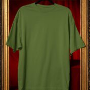 Plain Round Neck Oversized Fit Cotton T-Shirt, 180 GSM in Olive Green