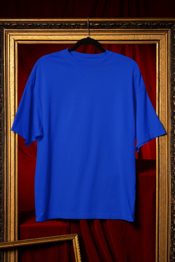 Plain Round Neck Oversized Fit Cotton T-Shirt, 180 GSM in Royal Blue