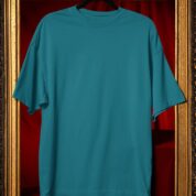 Plain Round Neck Oversized Fit Cotton T-Shirt, 180 GSM in Turquoise Blue