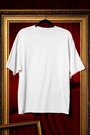 Plain Round Neck Oversized Fit Cotton T-Shirt, 180 GSM in White
