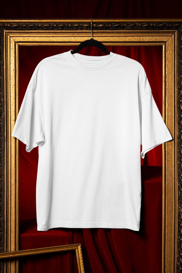 Plain Round Neck Oversized Fit Cotton T-Shirt, 180 GSM in White