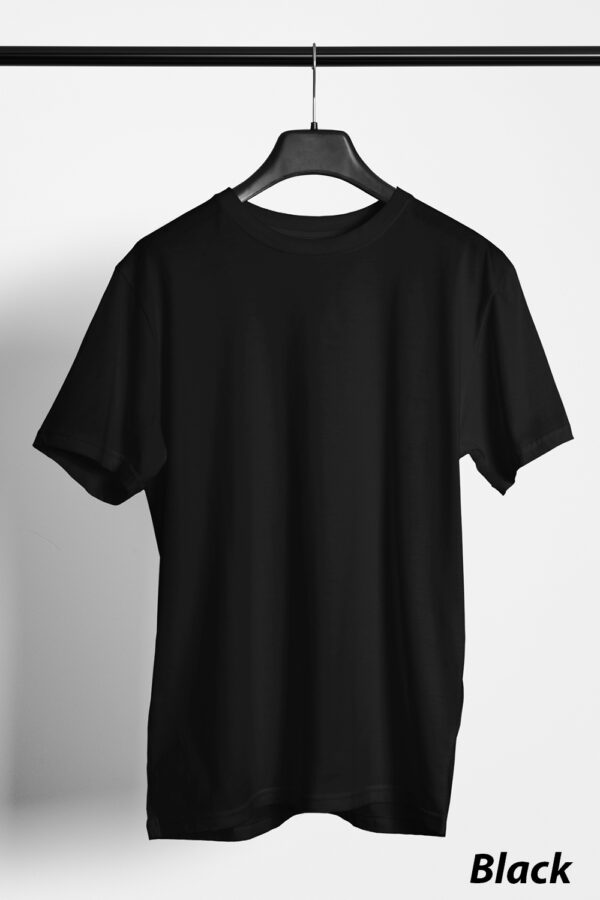 Plain Round Neck Regular Fit Cotton T-Shirt, 180 GSM in Black