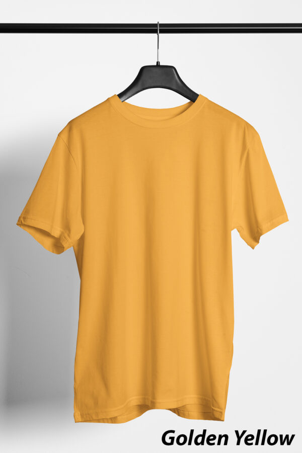 Plain Round Neck Regular Fit Cotton T-Shirt, 180 GSM in Golden Yellow