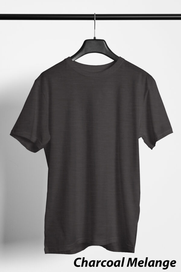 Plain Round Neck Regular Fit Cotton T-Shirt, 180 GSM in Charcoal Melange