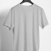 Plain Round Neck Regular Fit Cotton T-Shirt, 180 GSM in Grey Melange