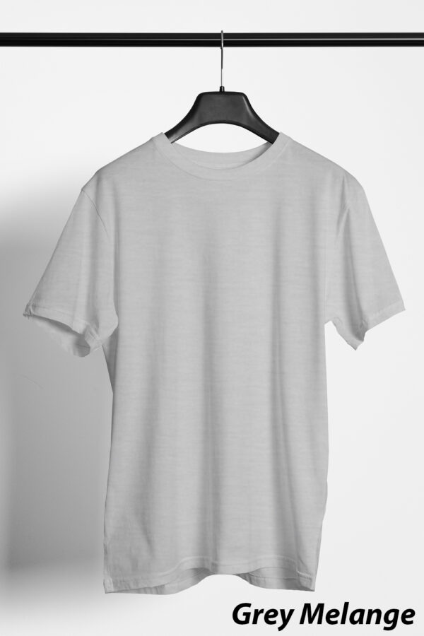 Plain Round Neck Regular Fit Cotton T-Shirt, 180 GSM in Grey Melange
