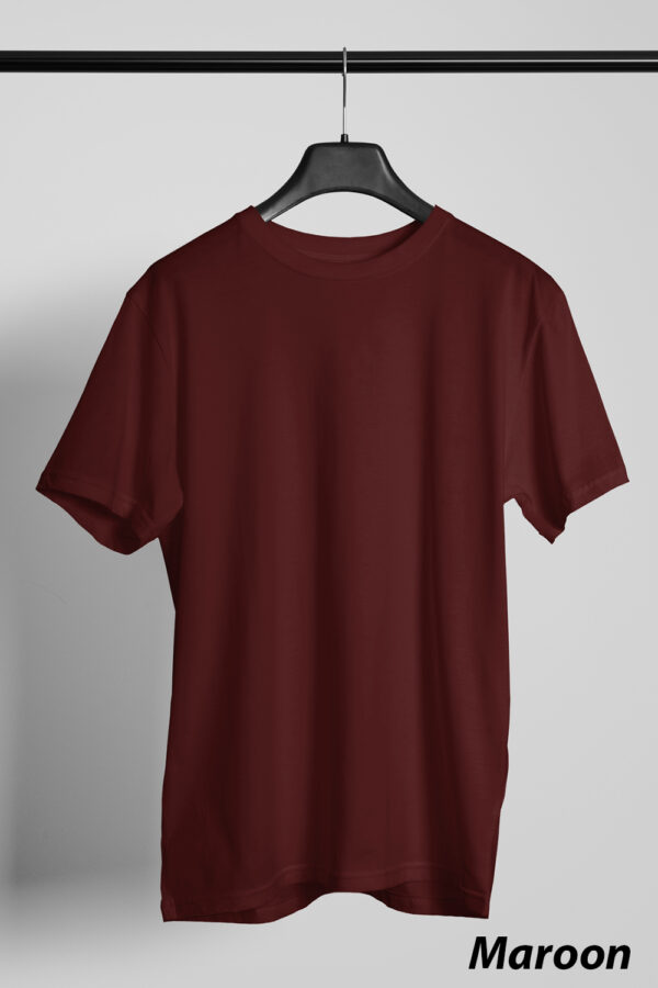 Plain Round Neck Regular Fit Cotton T-Shirt, 180 GSM in Maroon