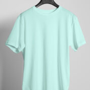 Plain Round Neck Regular Fit Cotton T-Shirt, 180 GSM in Mint Blue