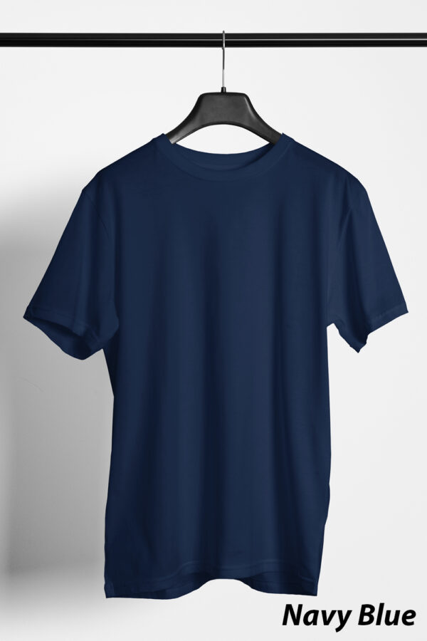 Plain Round Neck Regular Fit Cotton T-Shirt, 180 GSM in Navy Blue