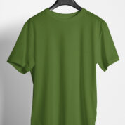 Plain Round Neck Regular Fit Cotton T-Shirt, 180 GSM in Olive Green