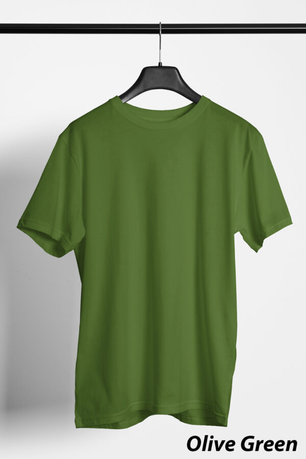 Plain Round Neck Regular Fit Cotton T-Shirt, 180 GSM in Olive Green