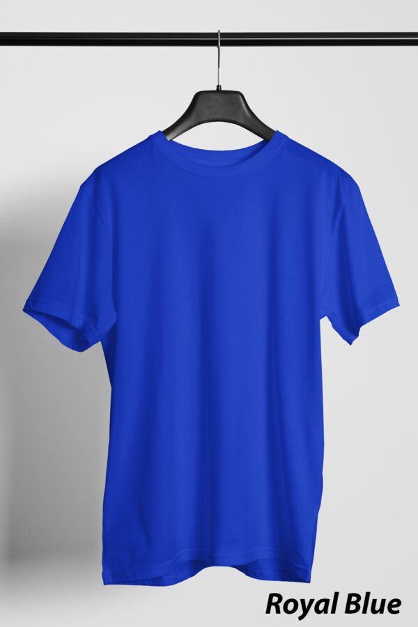 Plain Round Neck Regular Fit Cotton T-Shirt, 180 GSM in Royal Blue