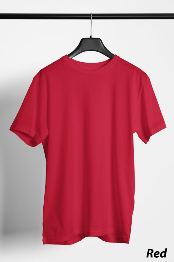 Plain Round Neck Regular Fit Cotton T-Shirt, 180 GSM in Red