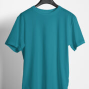 Plain Round Neck Regular Fit Cotton T-Shirt, 180 GSM in Turquoise Blue