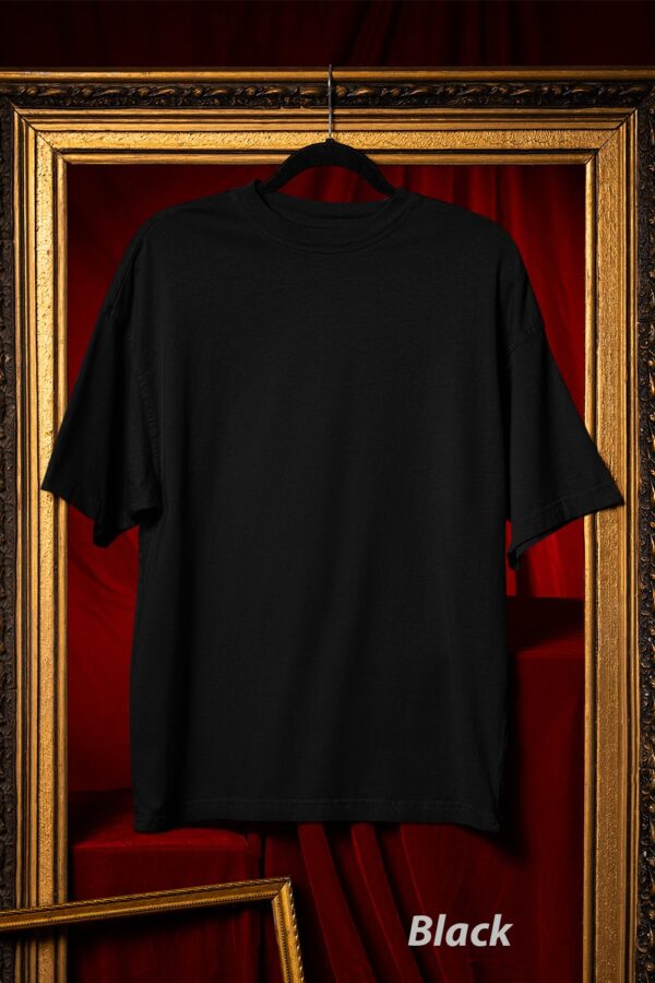 Plain Round Neck Oversized Fit Cotton T-Shirt, 180 GSM in Black
