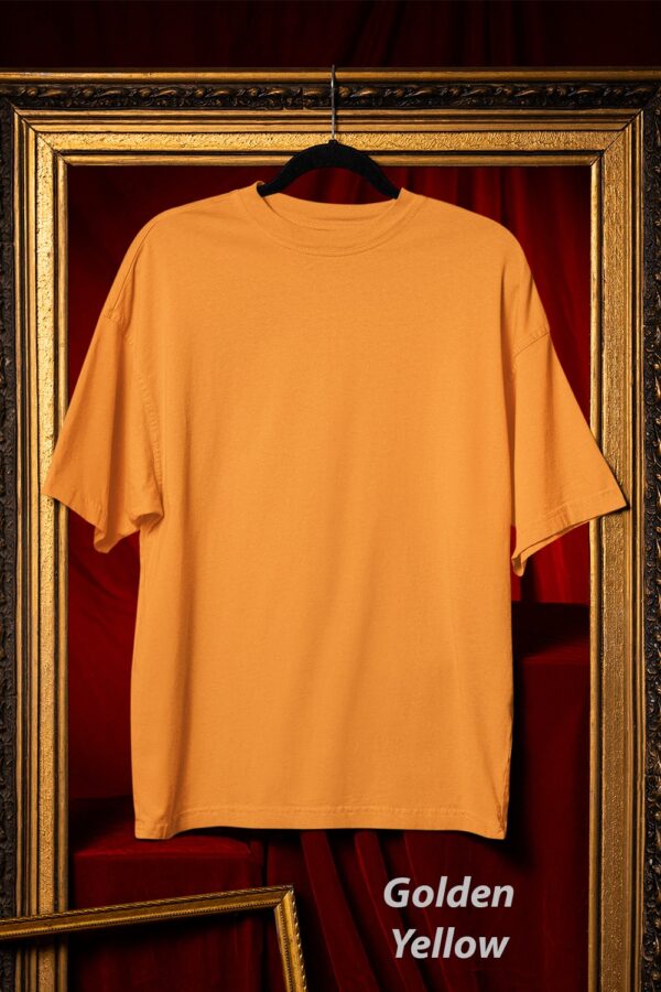 Plain Round Neck Oversized Fit Cotton T-Shirt, 180 GSM in Golden Yellow