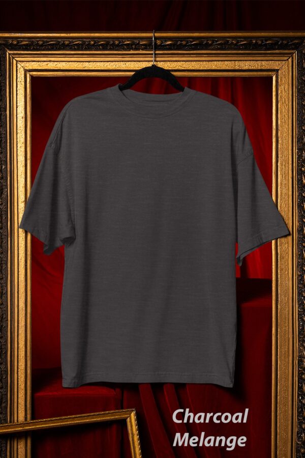 Plain Round Neck Oversized Fit Cotton T-Shirt, 180 GSM in Charcoal Melange