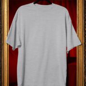 Plain Round Neck Oversized Fit Cotton T-Shirt, 180 GSM in Grey Melange