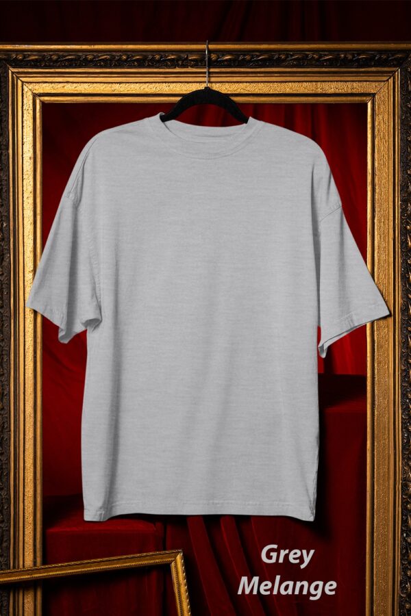 Plain Round Neck Oversized Fit Cotton T-Shirt, 180 GSM in Grey Melange