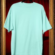 Plain Round Neck Oversized Fit Cotton T-Shirt, 180 GSM in Mint Blue